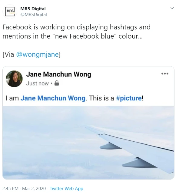 Facebook updates Feb 2020 colour highlighting 1