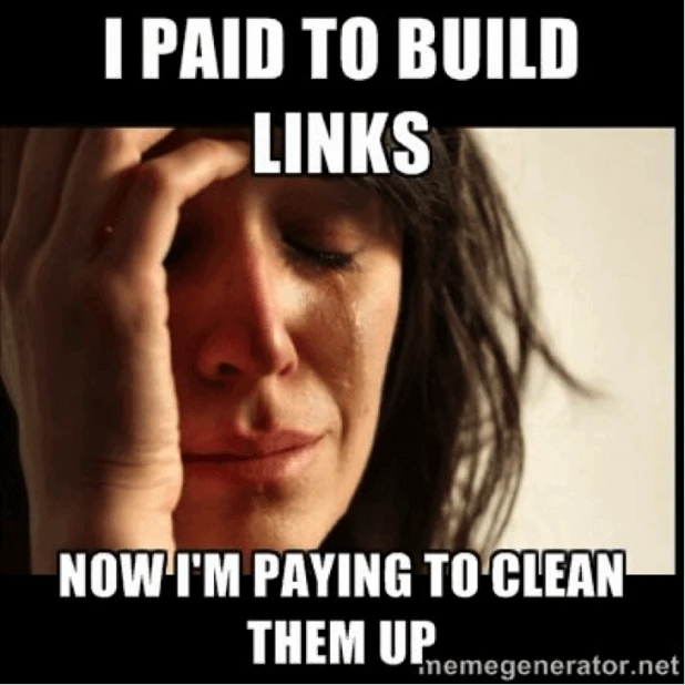 I paid to build links SEO meme
