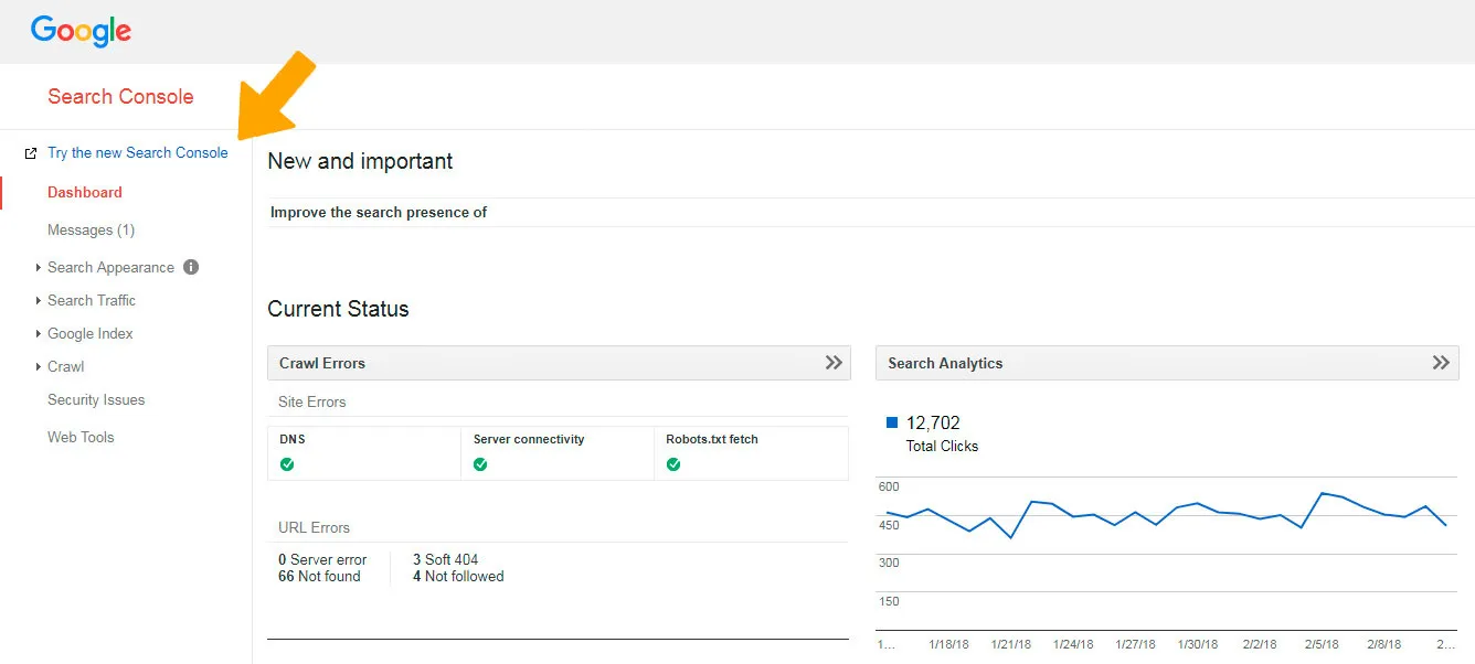 How to find the new google search console