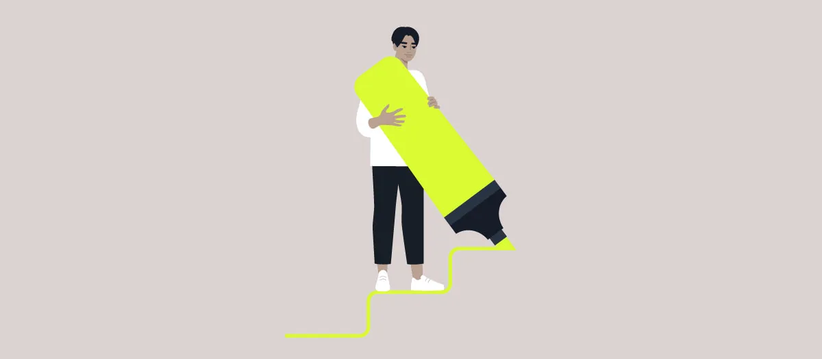 Man holding human sized highlighter