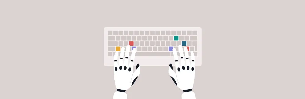 robot types on a keyboard
