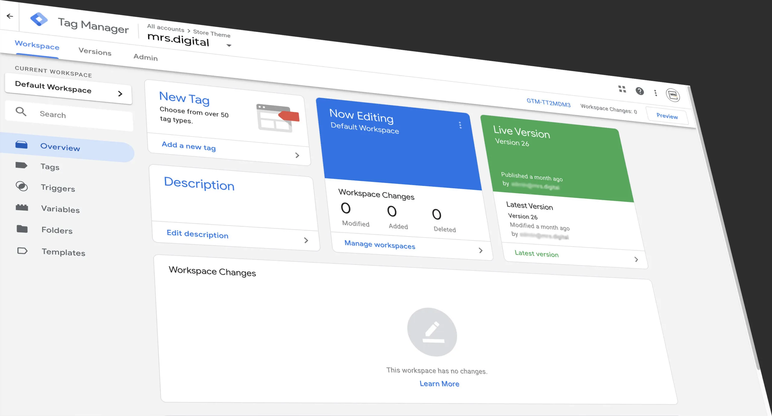 Google Tag Manager Screen