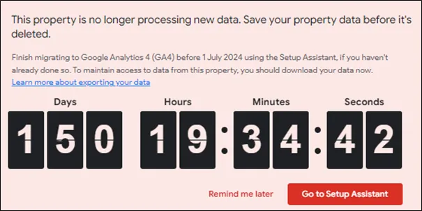 GA3 data removal countdown