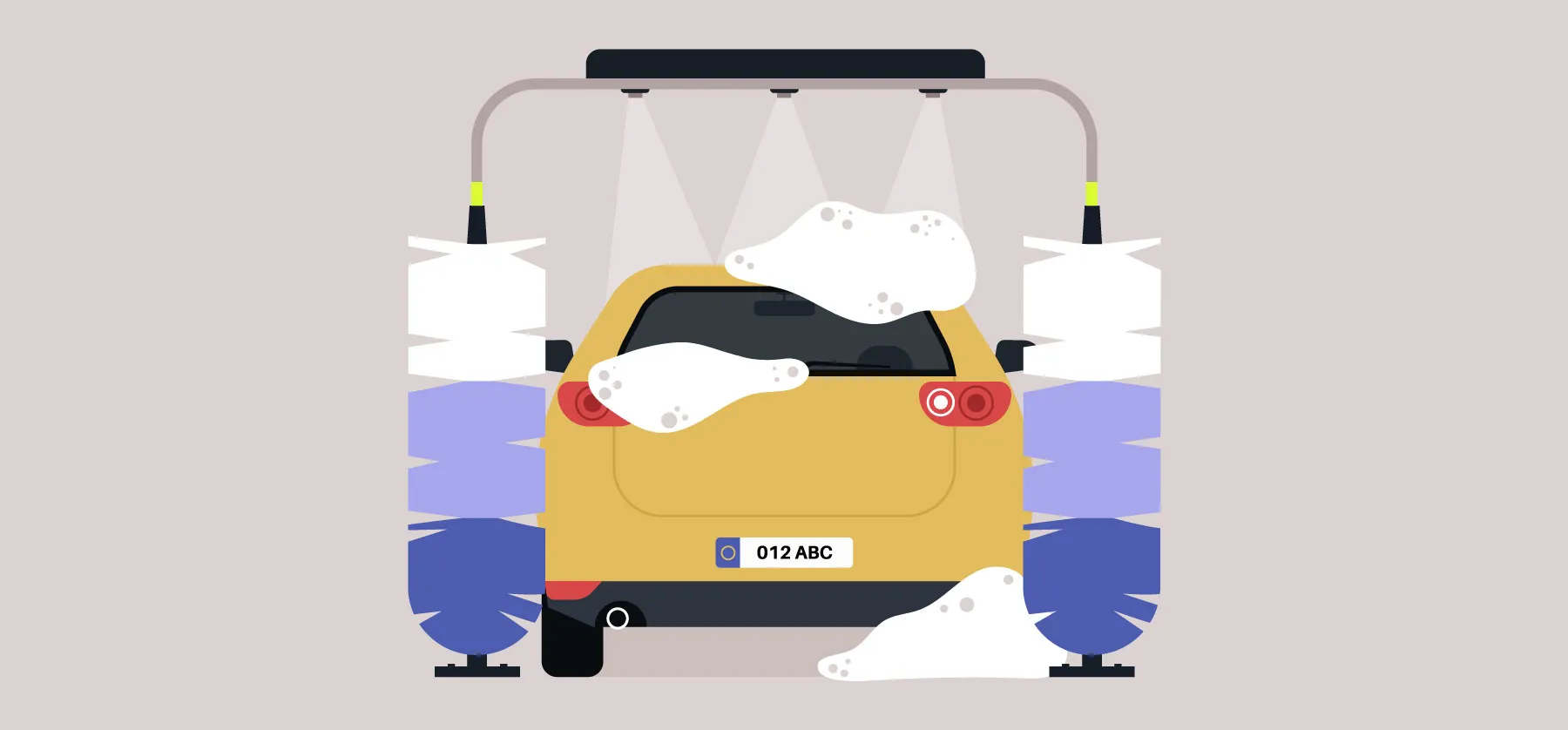 illustration of a car while being washed