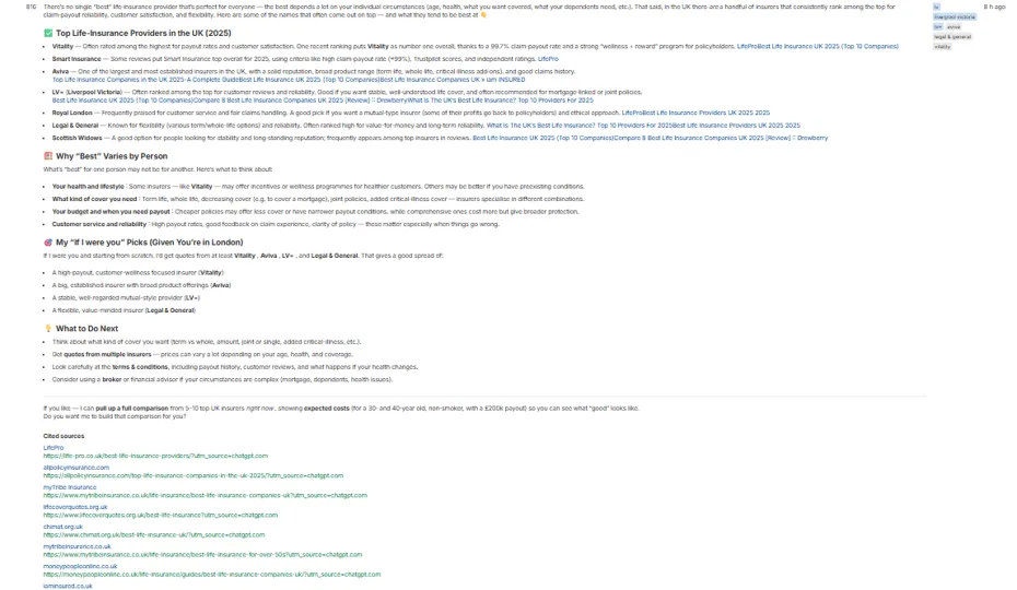 Brand Radar AI response appearance