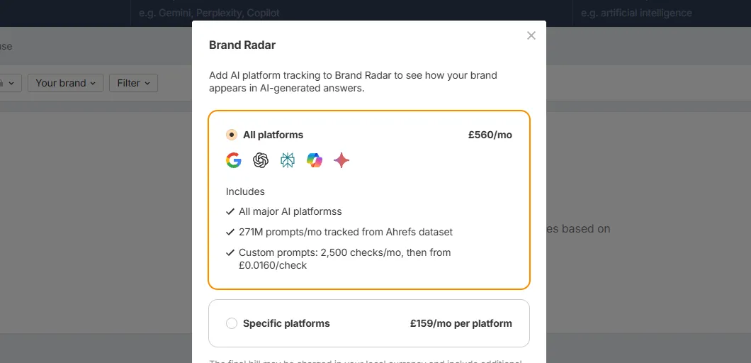 Ahrefs Brand Radar