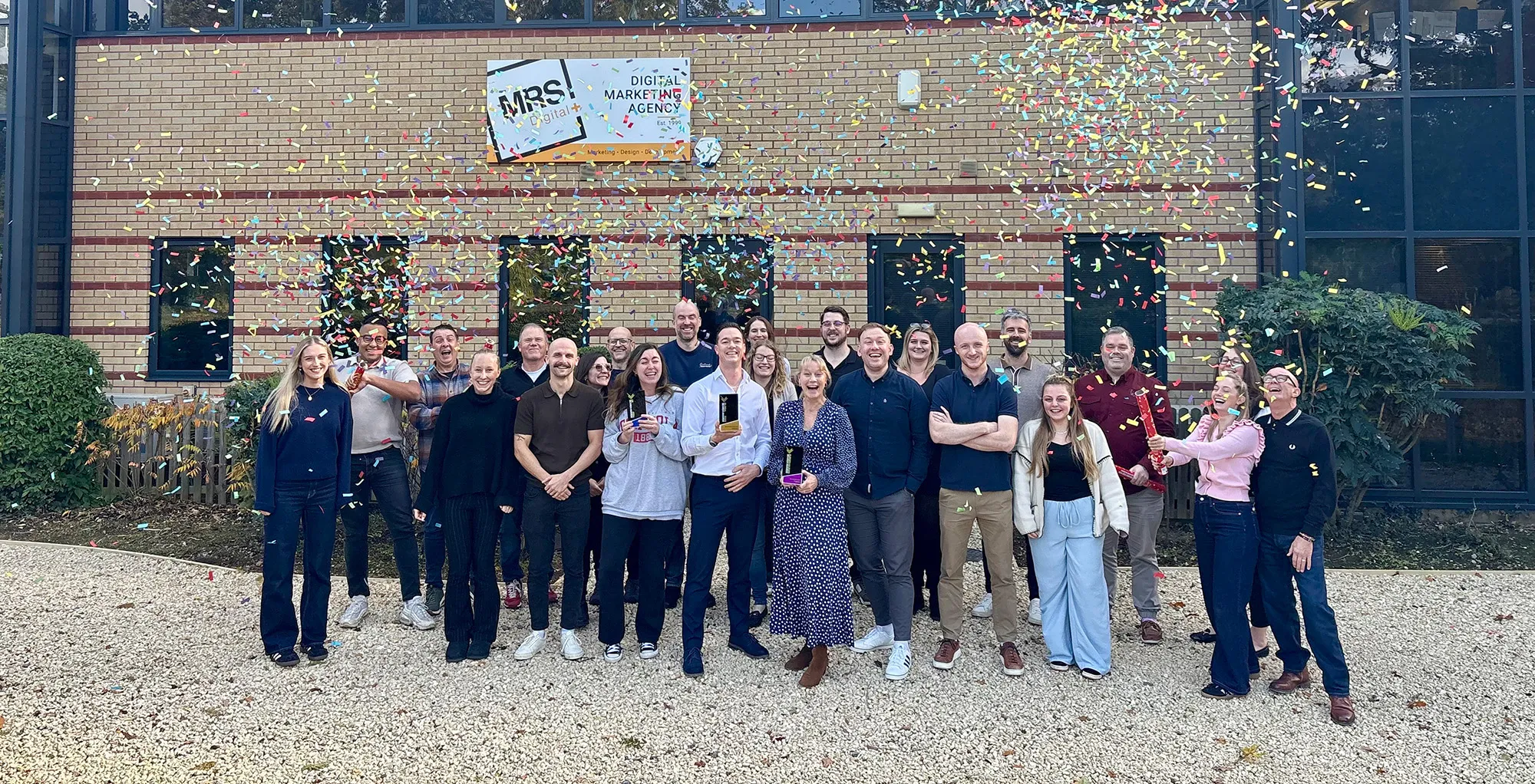 MRS Digital Celebrate x3 Awards outside HQ – Global Search Awards 2025